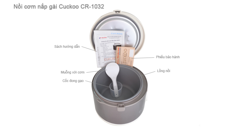 Nồi cơm điện Cuckoo CR-1032 2 lít nắp gài